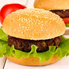 Tasty burger close-up