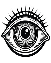 Eye icon vector illustration with decorative and symbolic design elements