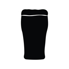 Black silhouette of a pint glass filled with liquid beverage