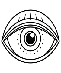 Eye icon vector illustration with iris and eyelashes in black design representing vision and beauty