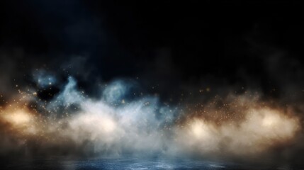 Theatre dark scene with spotlight and smoke atmosphere, suitable for drama posters, artistic projects, and moody designs
