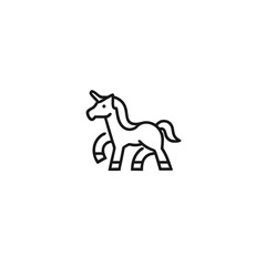 Outline Unicorn Design, Mythical Creature Symbol, White Background Minimalist Style