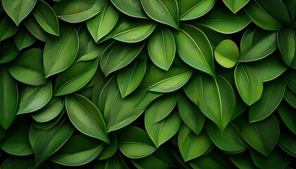 Obraz premium Abstract Green Foliage Background With Overlapping Layers