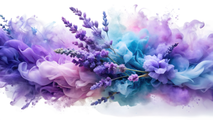 Lavender and Ink: Dreamy Purple and Blue Abstract Floral Design