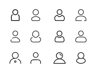 Outline Profile Icon Set - Profile Diverse Faces for Social Network Contours Profile icon vector outline set illustration sign