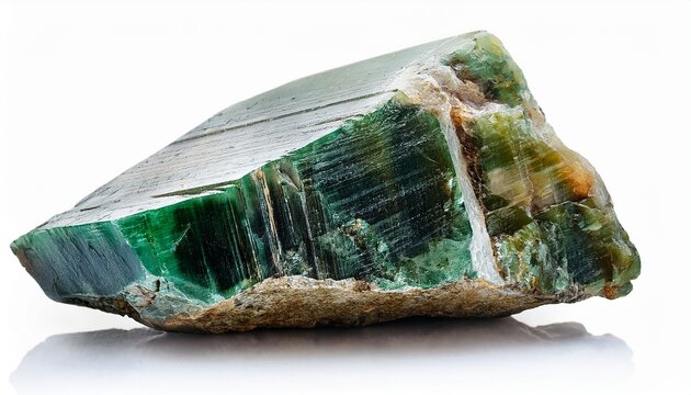 Natural Rough Diopside Crystal Cutout On White