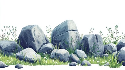 Rocks and plants border