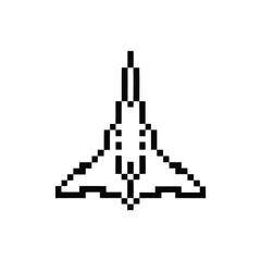 Fototapeta premium Pixel Art Jet Fighter Plane on White Background, Minimalist Icon