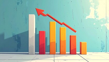 3D bar graph, upward trend