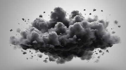 An ethereal 3D rendering of black clouds, floating in a serene abstract space, creating a beautiful and minimalist visual.
