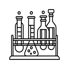 Obraz premium Vector illustration of a bottle of wine with laboratory glassware and transparent container