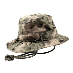  Isolated Camo Boonie Hat with Chin Strap and Wide Brim [Transparent Background PNG]