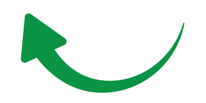 Green arrow curve direction vector. Green curved arrows icon. Curved or arch arrow icon. Wavy Arrow symbol collection. Long arrow pointing upward. Green long arrow, curve green arrow icon vector. 