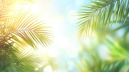 Fototapeta premium Tropical sunlight through palm leaves