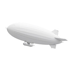 Isolated white zeppelin illustration floating serenely against a transparent expanse, evoking