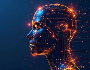 Digital woman head, circuit board design