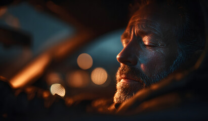 Man falling asleep while driving his car