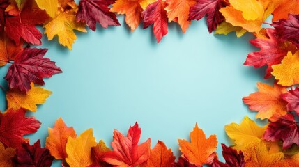 Colorful autumn leaves forming a vibrant frame
