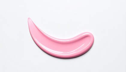 Swirl of pink cosmetic cream on white background.