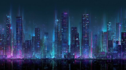 Obraz premium Futuristic cityscape at night
