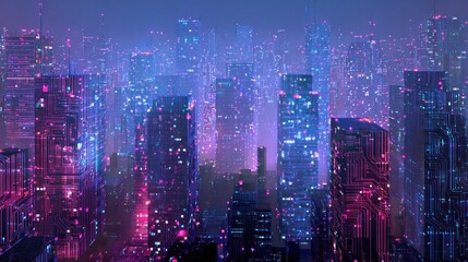 Fototapeta premium Futuristic cityscape night view
