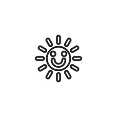 An outline icon of a smiling sun with rays.