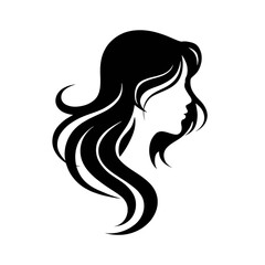 Woman with Long Wavy Hair Silhouette