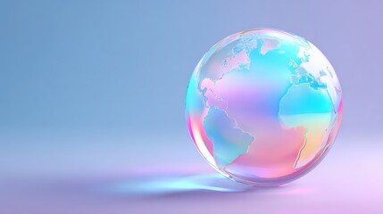 Abstract Holographic Earth Globe - Sustainable Future Concept