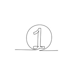 Number one inside circle in line art style on white background