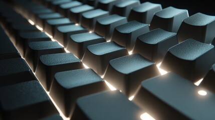 Obraz premium Close-up of Illuminated Dark Gray Computer Keyboard Keys