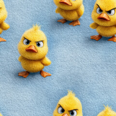 Angry Ducks Cartoon Seamless Pattern