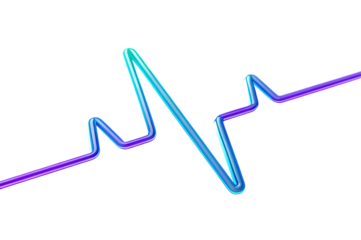 Abstract blue and purple heartbeat line isolated on transparent background