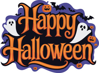 Happy Halloween typography vector art and illustration.