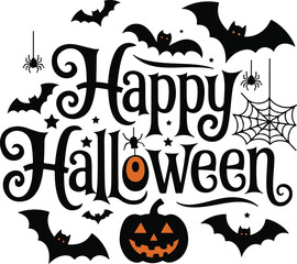 Obraz premium Happy Halloween typography vector art and illustration.