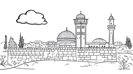 Obraz premium Simple sketch jerusalem landmark