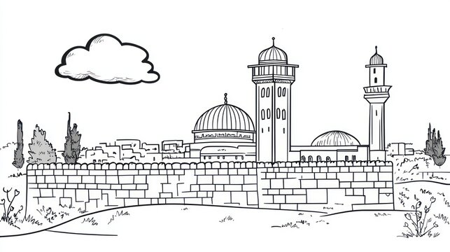 Simple sketch jerusalem landmark