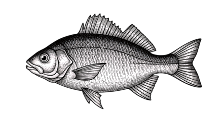 A close-up hand-drawn sketch of a fish.
