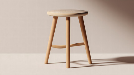 Minimalist natural wood stool with rounded seat
