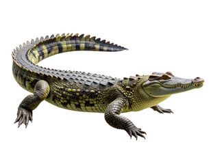 Naklejka premium Side View of Crocodile Swimming with Tail Curved, Transparent PNG