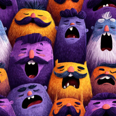 Cartoon Choir: Seamless Pattern of Singing Creatures