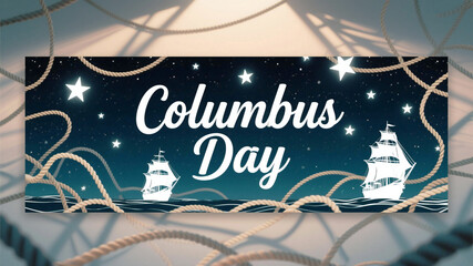 Columbus Day Celebrate Columbus Day with majestic sailing ships navigating starry seas, evoking adventure and discovery for your patriotic projects and historical themes.