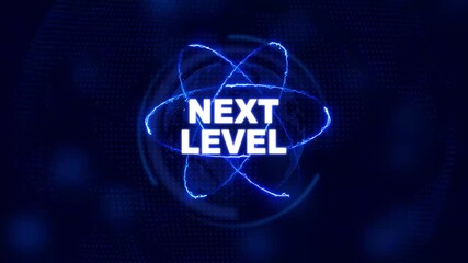 Futuristic Next Level concept. Glowing holographic planet earth digital network with collaboration, innovation and corporate leadership. Business, technology and global connection background. - Powered by Adobe