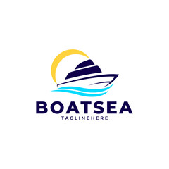 boatsea logo template, vector design concept