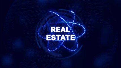 Futuristic Real Estate concept. Glowing holographic planet earth digital network with collaboration, innovation and corporate leadership. Business, technology and global connection background. - Powered by Adobe