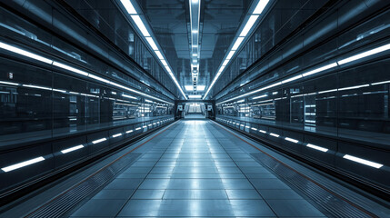 Chrome urban metro rail station isolated on white background for transportation and modern architecture design