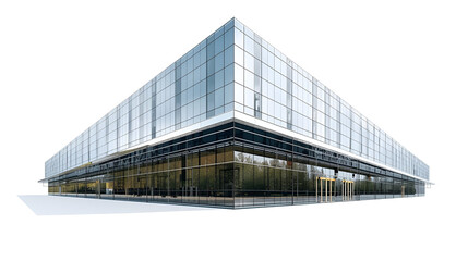 Chrome large shopping center isolated on white background for retail urban commerce and architecture design