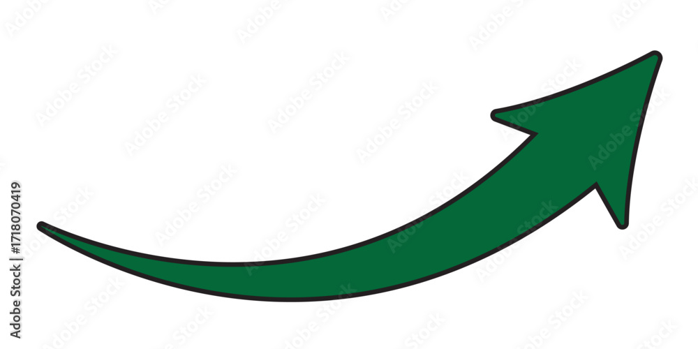Aufkleber green arrow curve direction vector. green curve arrow graph representing business growth chart stock