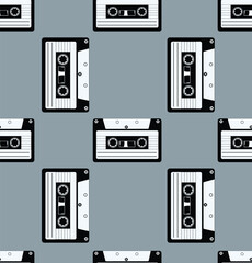 Seamless Vintage Retro Cassette Tape Pattern for Stylish Music Themed Graphic Design