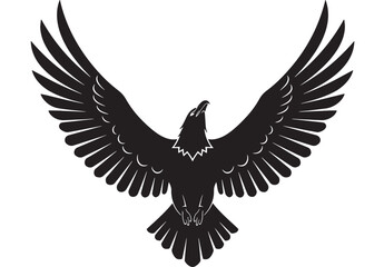 Obraz premium Majestic eagle vector illustration powerful bird of prey soaring wings spread black silhouette isolated on white background