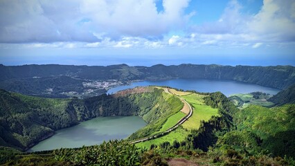 Scenic View of Sete Cidades Crater Lakes in Azores, Portugal
